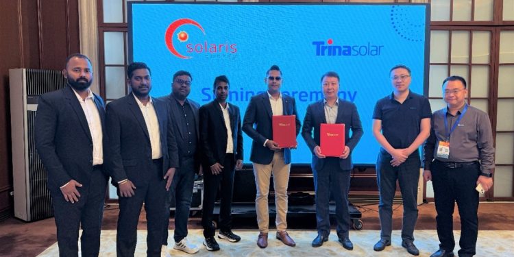 Trinasolar, ශ්රී ලංකාව පුරා මෙගාවොට් 25ක භාවිතයට ගත හැකි සූර්ය බලශක්තියක් උත්පාදනය වෙනුවෙන් Solaris Energy සමඟ අත්වැල් බැඳ ගනියි