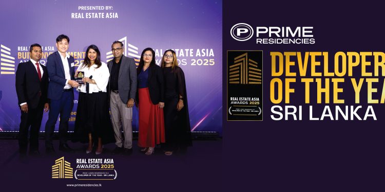 Prime Lands Residencies PLC crowned most coveted ‘Developer of the Year Sri Lanka’ title at prestigious Real Estate Asia Awards 2025