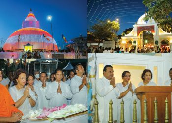 Swadeshi Khomba illuminates Kiri Vehera & Ruhunu Maha Kataragama Devalaya at Kataragama for the 24th consecutive year.